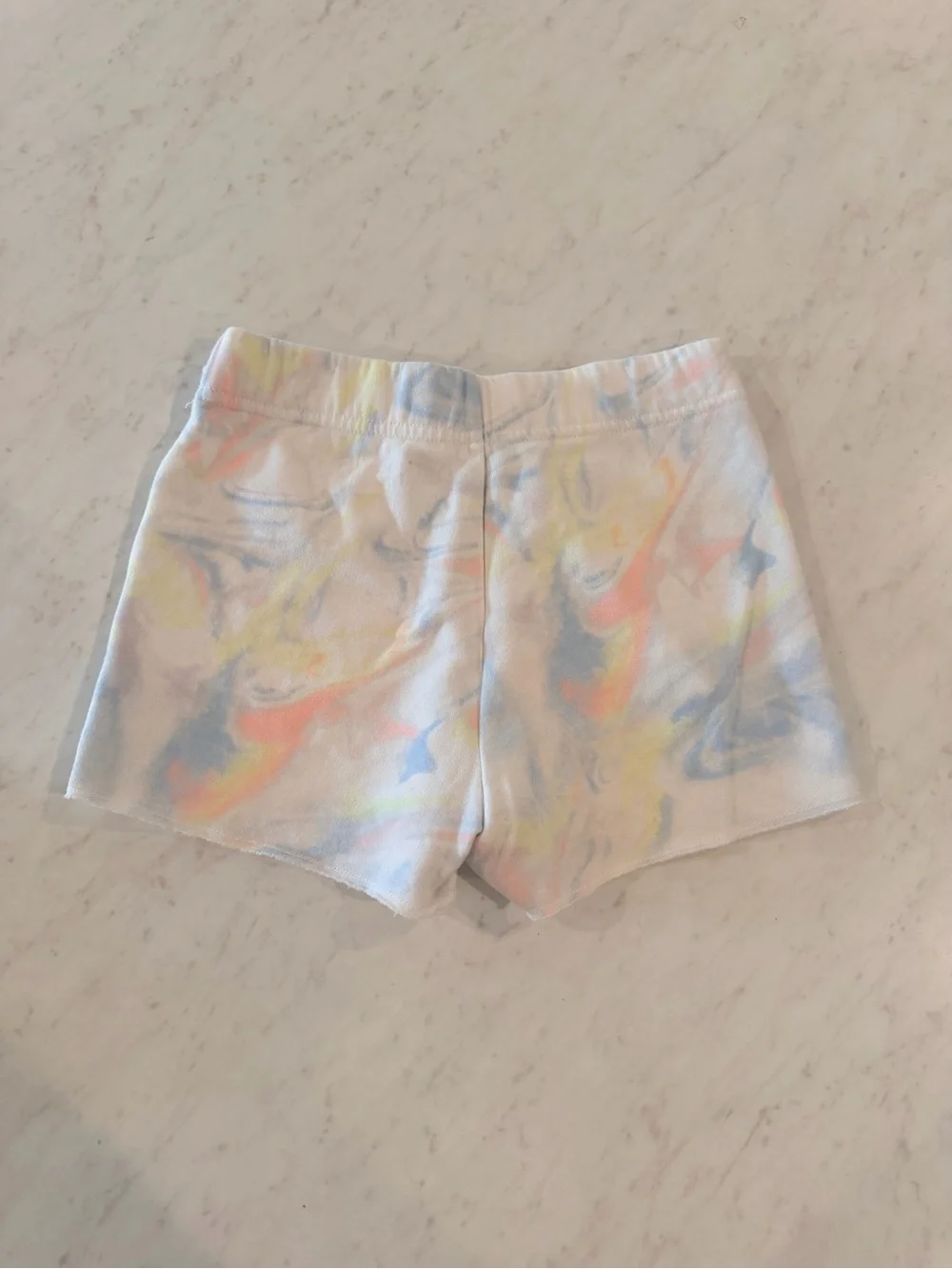 abercrombie kids Pastel Tie-Dye Terry Shorts - White with Blue, Yellow & Pink